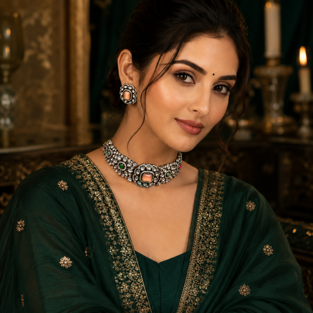 Kaberi Ruhani Collar Set (Champagne Blush)