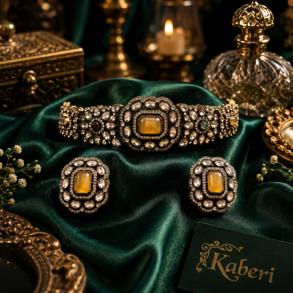 Kaberi Ruhani Collar Set (Champagne Gold)