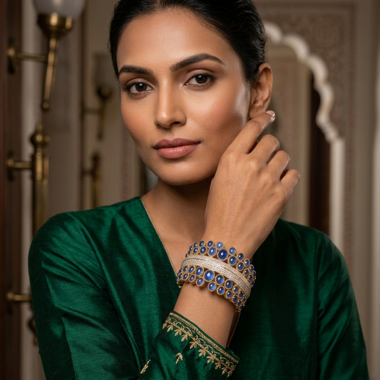 Diana Blue Handcuff – Royal Sapphire Diamond Cuff Bracelet