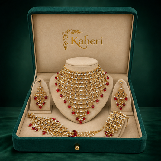 Kaberi Chaandjaali Royal Set (Rajkumari Ruby Red)