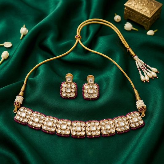Kaberi Pink Kundan Choker Set