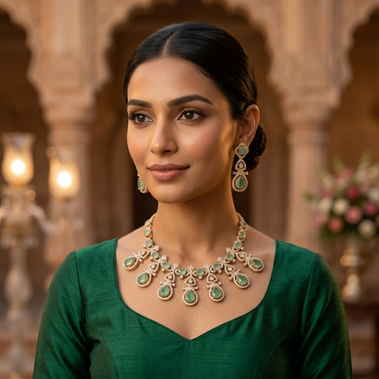 Victoria III Light Green Necklace Set