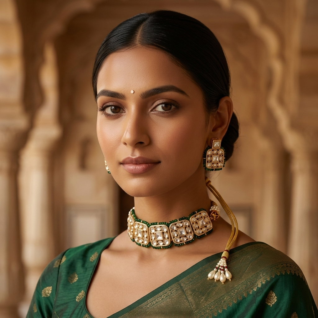 Emerald Grace Green Choker Necklace Set