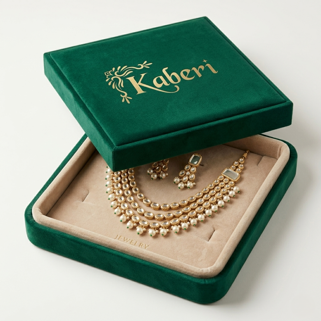 Kaberi Lahari Kundan Set (wave-like layers)