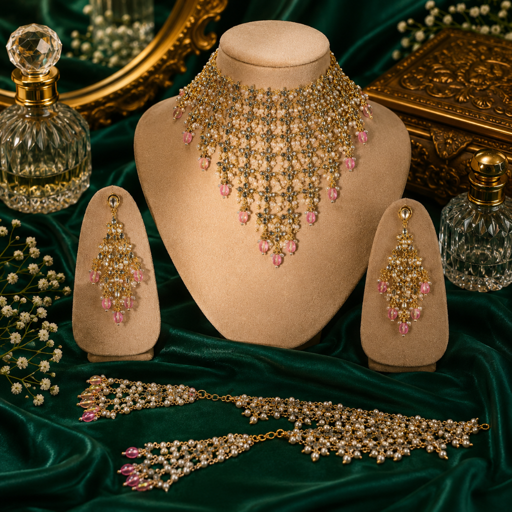 Kaberi Chaandjaali Royal Set (Gulnaar Pink)