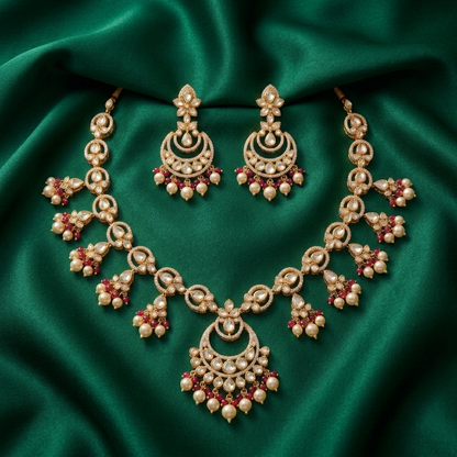 Kaamra Pink Pearl Drop Necklace Set