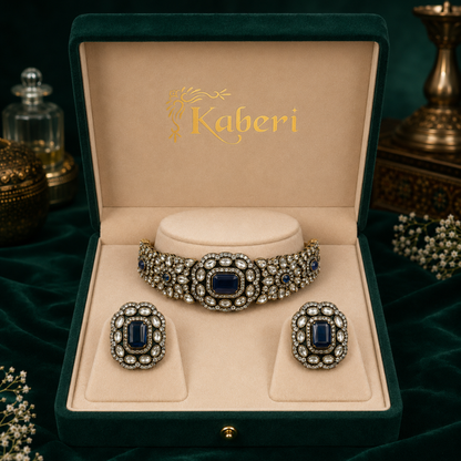 Kaberi Ruhani Collar Set (Sapphire Blue)