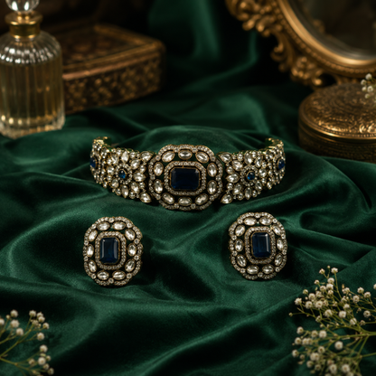 Kaberi Ruhani Collar Set (Sapphire Blue)