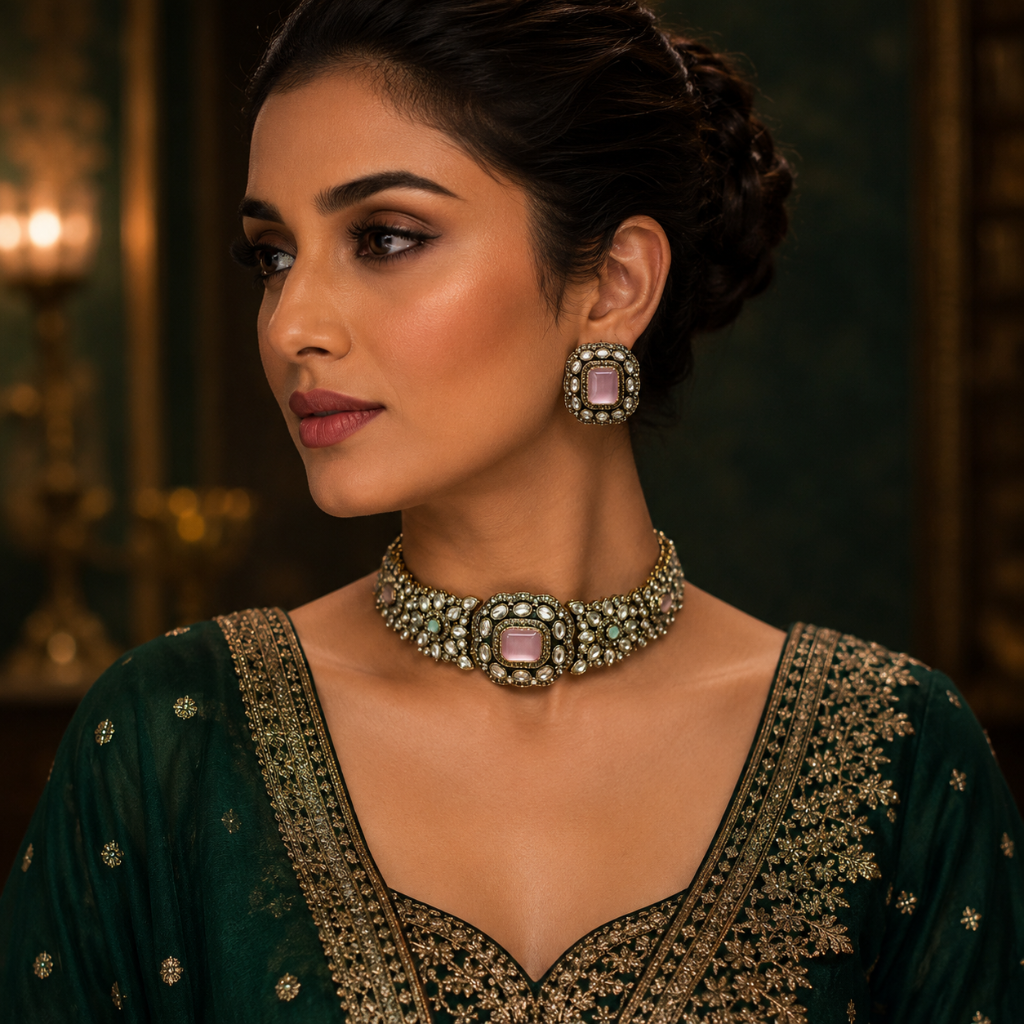 Kaberi Ruhani Collar Set (Blush Pink)