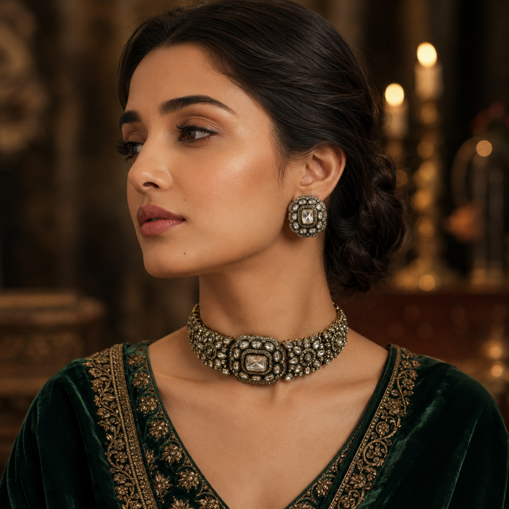 Kaberi Ruhani Collar Set (Crystal White)