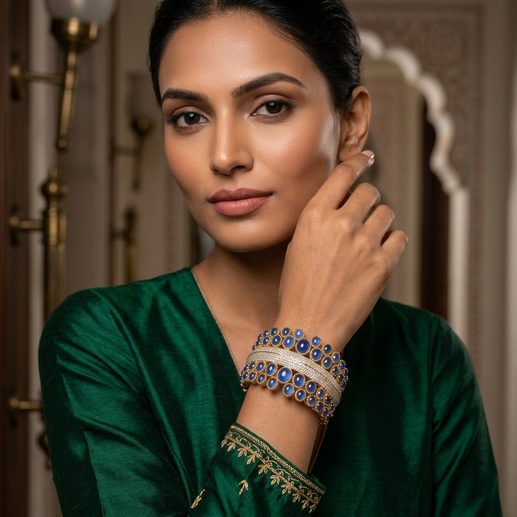 Diana Blue Handcuff – Royal Sapphire Diamond Cuff Bracelet