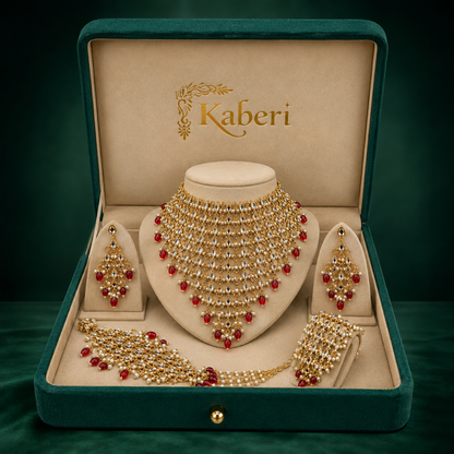 Kaberi Chaandjaali Royal Set (Rajkumari Ruby Red)