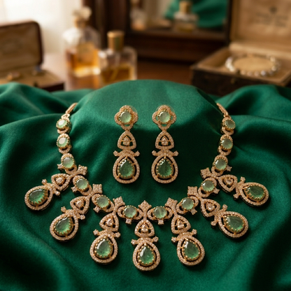 Victoria III Light Green Necklace Set