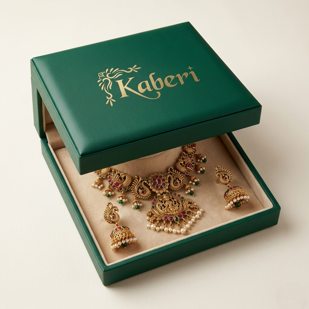 Kaberi Lakshmi Mayura Haar Set (Lakshmi + peacock = perfect match)