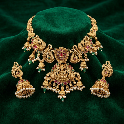 Kaberi Lakshmi Mayura Haar Set (Lakshmi + peacock = perfect match)