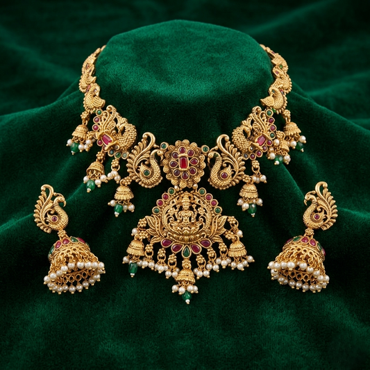 Kaberi Lakshmi Mayura Haar Set (Lakshmi + peacock = perfect match)