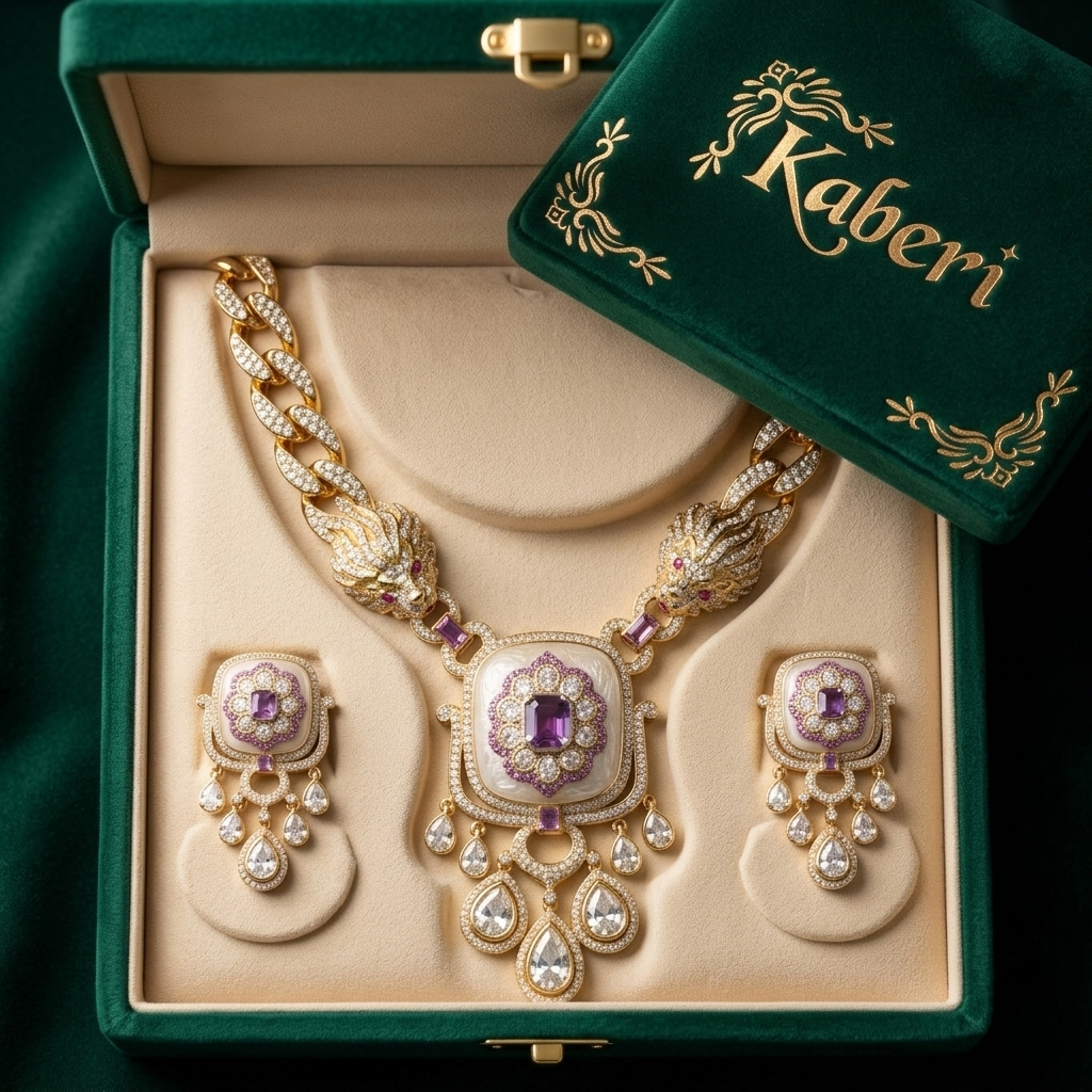 Kaberi Purple Moonstone Necklace Set