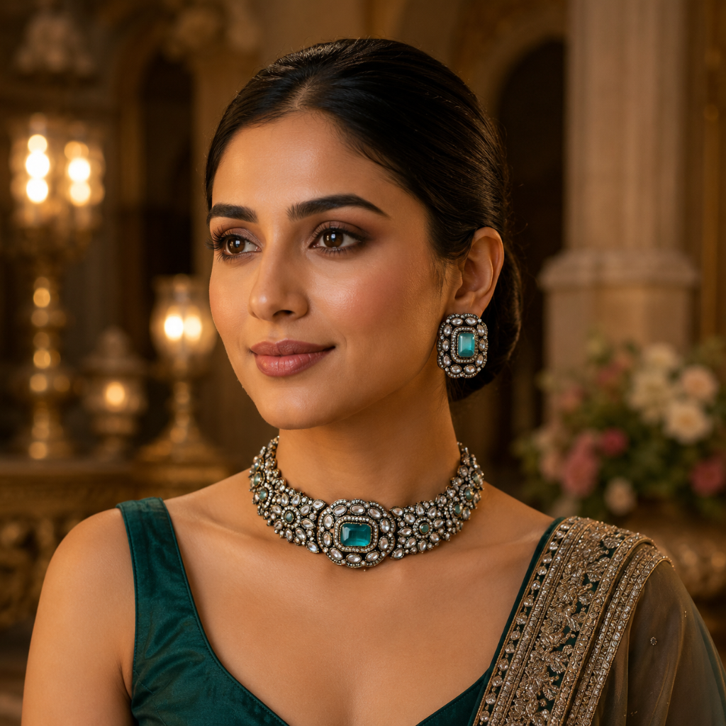 Kaberi Ruhani Collar Set (Aqua Mist)