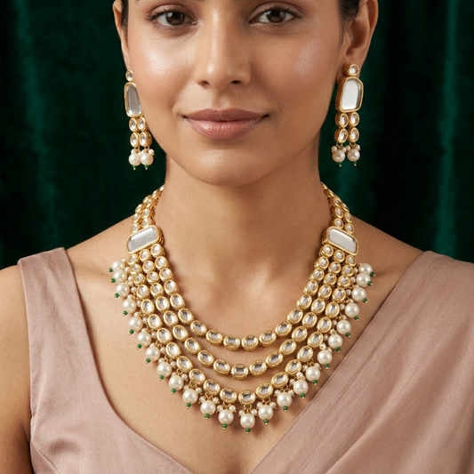 Kaberi Lahari Kundan Set (wave-like layers)