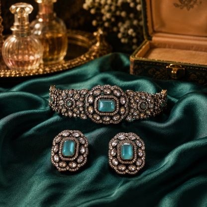 Kaberi Ruhani Collar Set (Aqua Mist)