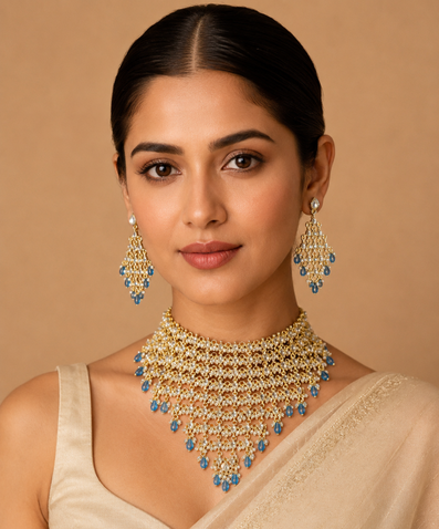 Kaberi Chaandjaali Royal Set (Neelambara Blue)