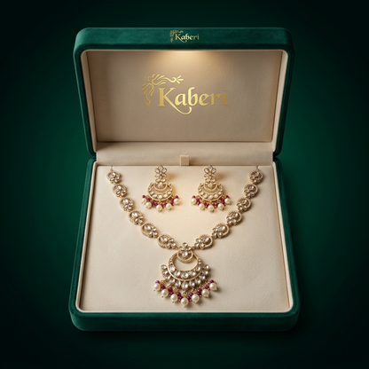 Kaamra Pink Pearl Drop Necklace Set